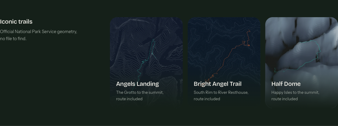 Iconic trails collection with Angels Landing, Bright Angel Trail and Half Dome