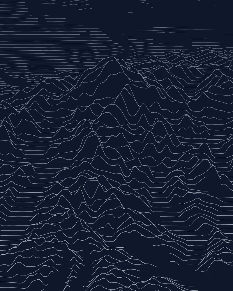 Denali rendered as a Ridgeline poster, the massif rising above flat lines to the north