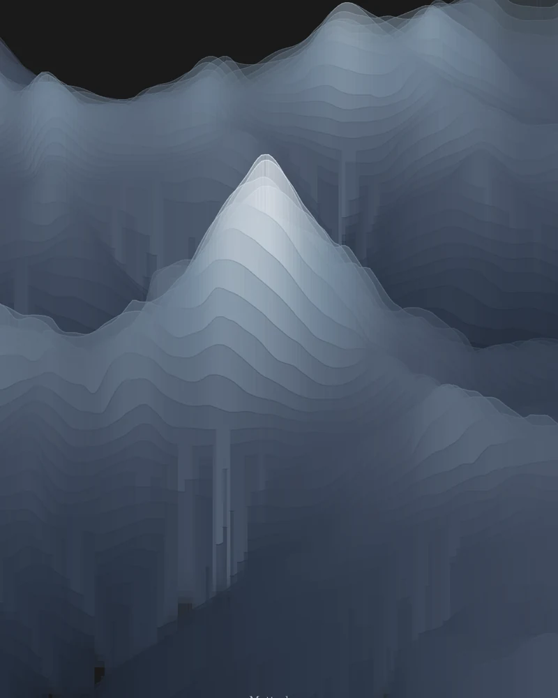 Matterhorn rendered as a Strata poster, a pale pyramid rising through shale-gray elevation bands