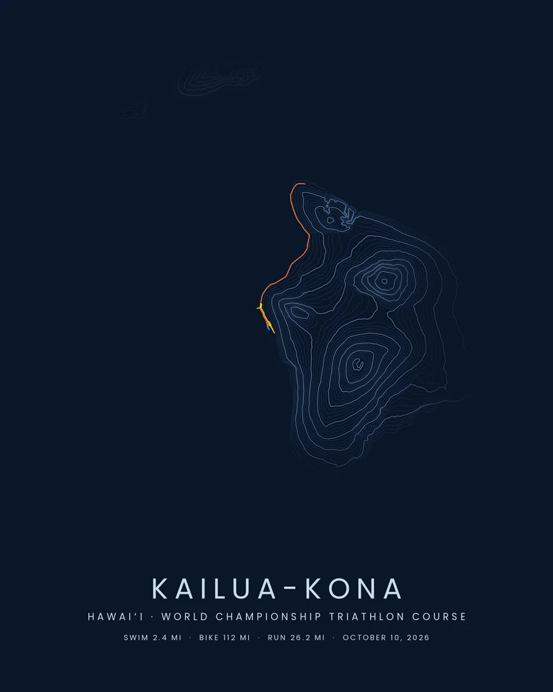 The full Kona course as a Contours poster