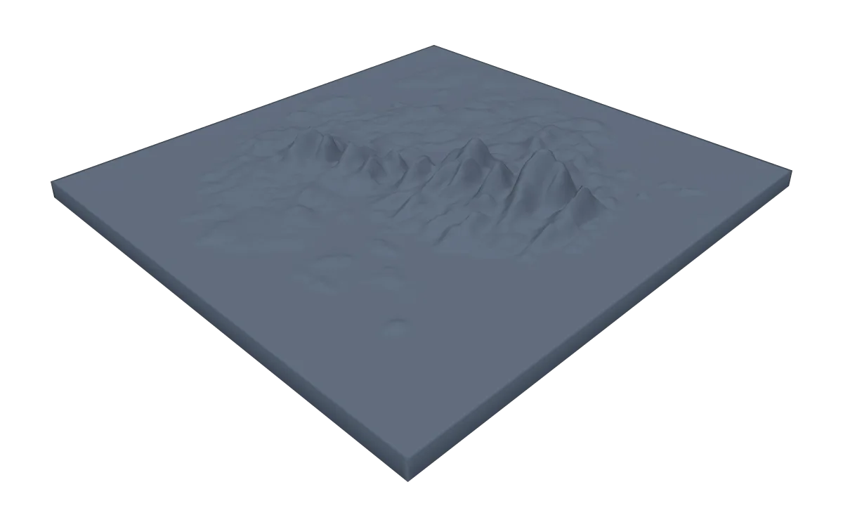 3D terrain model of Mount Desert Island and Acadia National Park on a rectangular base